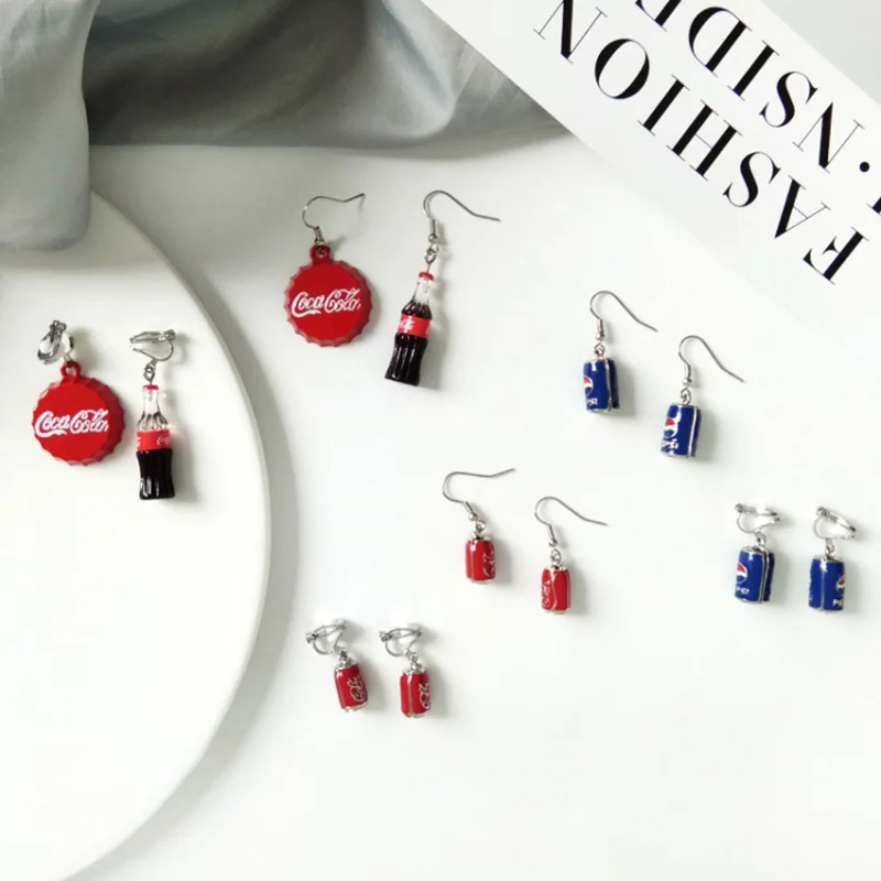 New creative funny cola earrings fun fashion trend earrings cute simple asymmetric ear clip earrings
New creative funny cola earrings fun fashion trend earrings cute simple asymmetric ear clip earrings