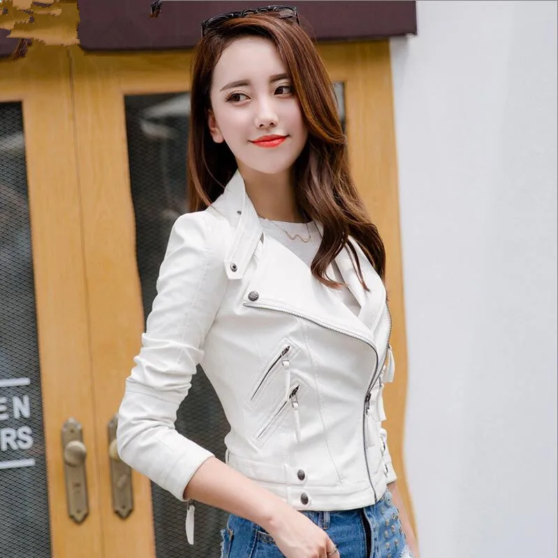 2017 new style fashion White Leather Jackets Women motorcycle leather jackets spring autumn women short Slim Leather Jacket coat
2017 new style fashion White Leather Jackets Women motorcycle leather jackets spring autumn women short Slim Leather Jacket coat