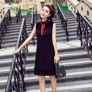 Runway Dresses 2018 Women Black Dress summer Sleeveless Single Breasted Vintage Party Dresses Aline bow Vestidos Mujer
Runway Dresses 2018 Women Black Dress summer Sleeveless Single Breasted Vintage Party Dresses Aline bow Vestidos Mujer