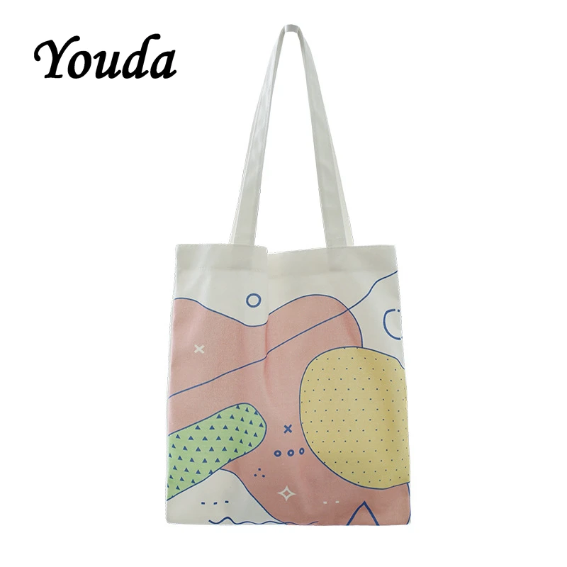 

Youda Original Fashion Print Canvas Bags Ladies Casual Simple Shoulder Bag Cute Girl's Portable Shopping Tote Student Handbag