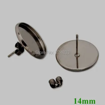 14mm New Gunmetal Black tone Blank Bases Round Bezel Pin Stud Earrings Post w/ Stopper Earring Settings Findings Wholesale
14mm New Gunmetal Black tone Blank Bases Round Bezel Pin Stud Earrings Post w/ Stopper Earring Settings Findings Wholesale