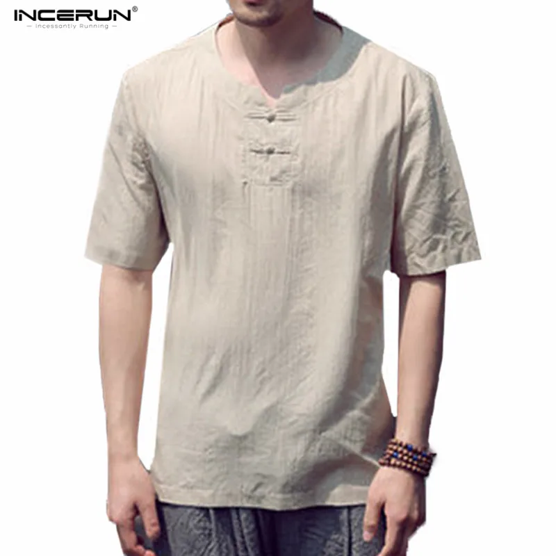 INCERUN Casual T Shirts Cotton Linen Men Short Sleeve Tshirts camiseta masculina Vintage Retro Chinese Style Men Clothes 2XL
INCERUN Casual T Shirts Cotton Linen Men Short Sleeve Tshirts camiseta masculina Vintage Retro Chinese Style Men Clothes 2XL