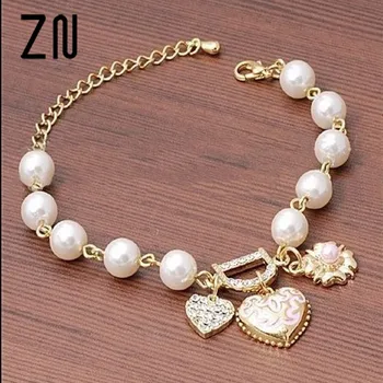 ZN New Sweet And Lovely Imitation Pearl Beads Fashion Crystal Bracelet Heart Flowers Letter D Hang Bracelets And Anklets Femal
ZN New Sweet And Lovely Imitation Pearl Beads Fashion Crystal Bracelet Heart Flowers Letter D Hang Bracelets And Anklets Femal