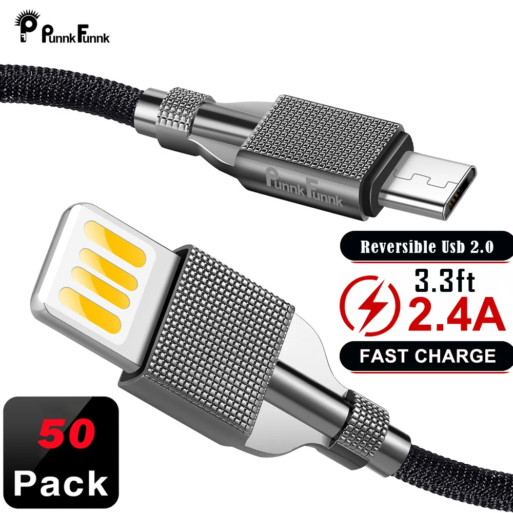 punnkfunnk 50Pack Reversible Micro USB Cable,Sync&Charging USB cable for samsung S7 A3 A5 A7 2016 J1 J3 J4 J5 J7 charger cable
punnkfunnk 50Pack Reversible Micro USB Cable,Sync&Charging USB cable for samsung S7 A3 A5 A7 2016 J1 J3 J4 J5 J7 charger cable