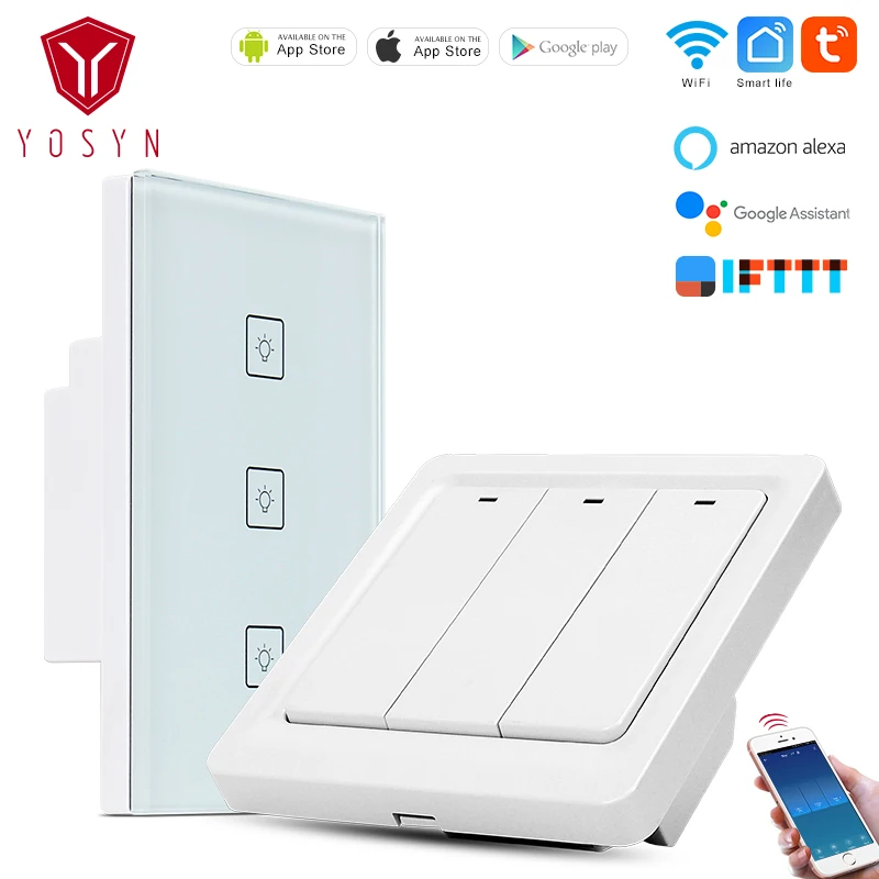 Wifi touch switch 3 Gang 220V US EU Garage wall switch APP remote control switch Alexa google home voice control Smart Switch
Wifi touch switch 3 Gang 220V US EU Garage wall switch APP remote control switch Alexa google home voice control Smart Switch