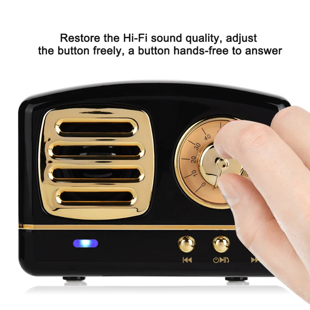 

HM11 Mini Bluetooth V4.1 Wireless Retro HIFI Radio Speaker Portable Subwoofer Music Player Support TF card