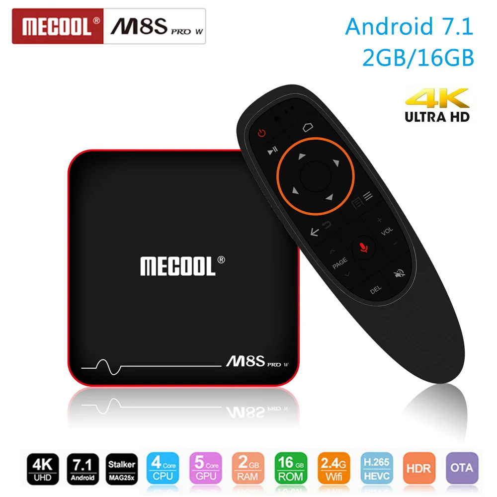 MECOOL M8S PRO W Smart TV Box 2.4GHz Voice Control Android 7.1 Amlogic S905W Quad core 2GB DDR3 16GB ROM 4K H.265 Set-top Box
MECOOL M8S PRO W Smart TV Box 2.4GHz Voice Control Android 7.1 Amlogic S905W Quad core 2GB DDR3 16GB ROM 4K H.265 Set-top Box