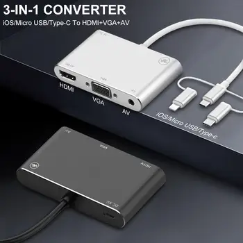 Universal Adapter For IPhone/Micro USB/Type-c To HDMI VGA AV Converter Bluetooth Transmission Mobile Phone Adapter Converter
Universal Adapter For IPhone/Micro USB/Type-c To HDMI VGA AV Converter Bluetooth Transmission Mobile Phone Adapter Converter