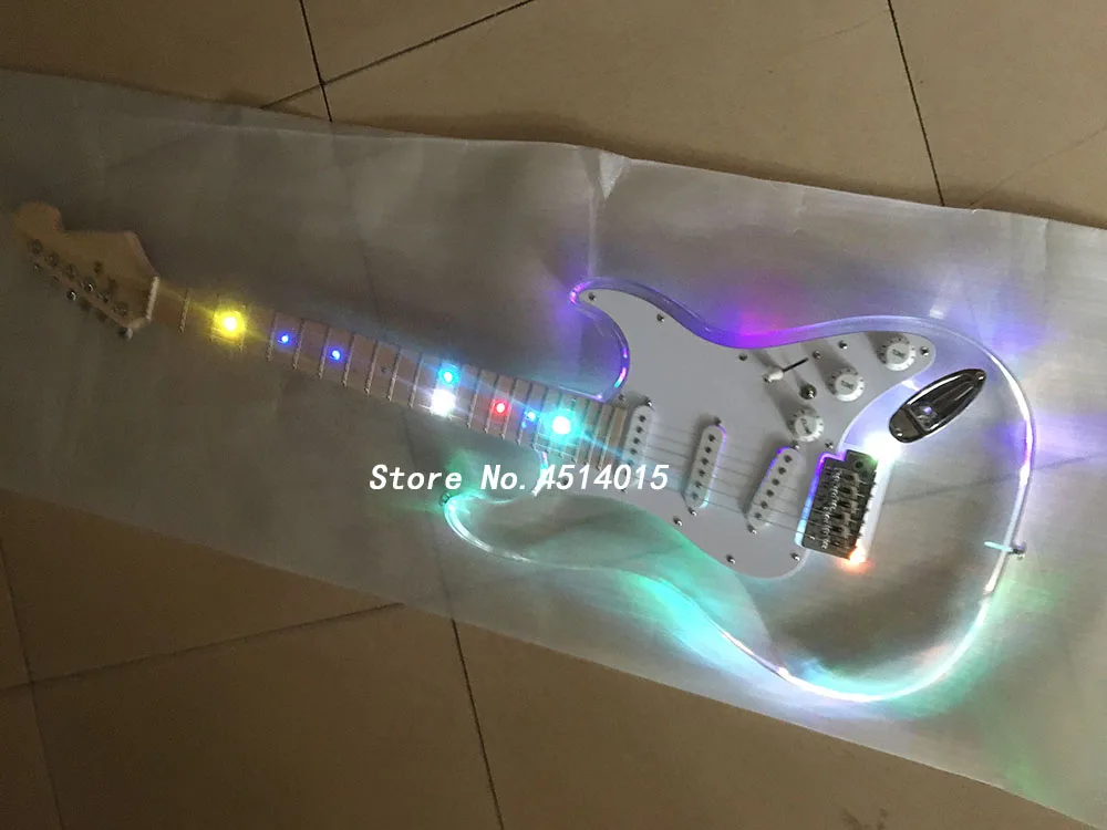 Grote, acrylic body LED light, body neck STRAT electric guitar fingerboard LED light mosaic, real photos
Grote, acrylic body LED light, body neck STRAT electric guitar fingerboard LED light mosaic, real photos