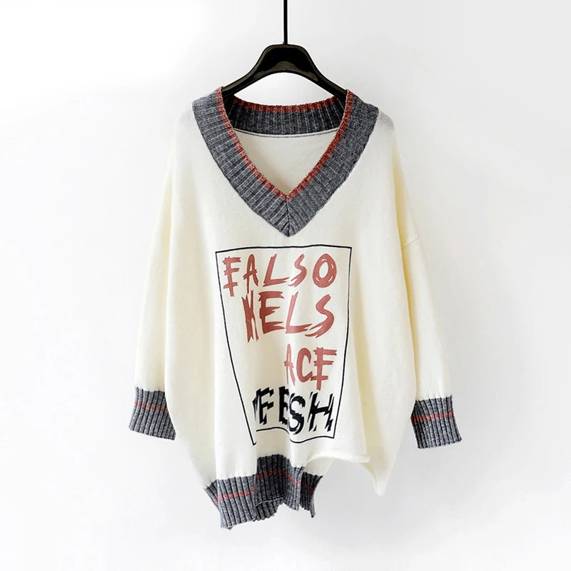 HSA Women Sweaters and Pullovers 2018 Autumn Winter V neck Letters Print Pull Jumpers Chic Oversized Knitwear Female Pull Femme
HSA Women Sweaters and Pullovers 2018 Autumn Winter V neck Letters Print Pull Jumpers Chic Oversized Knitwear Female Pull Femme