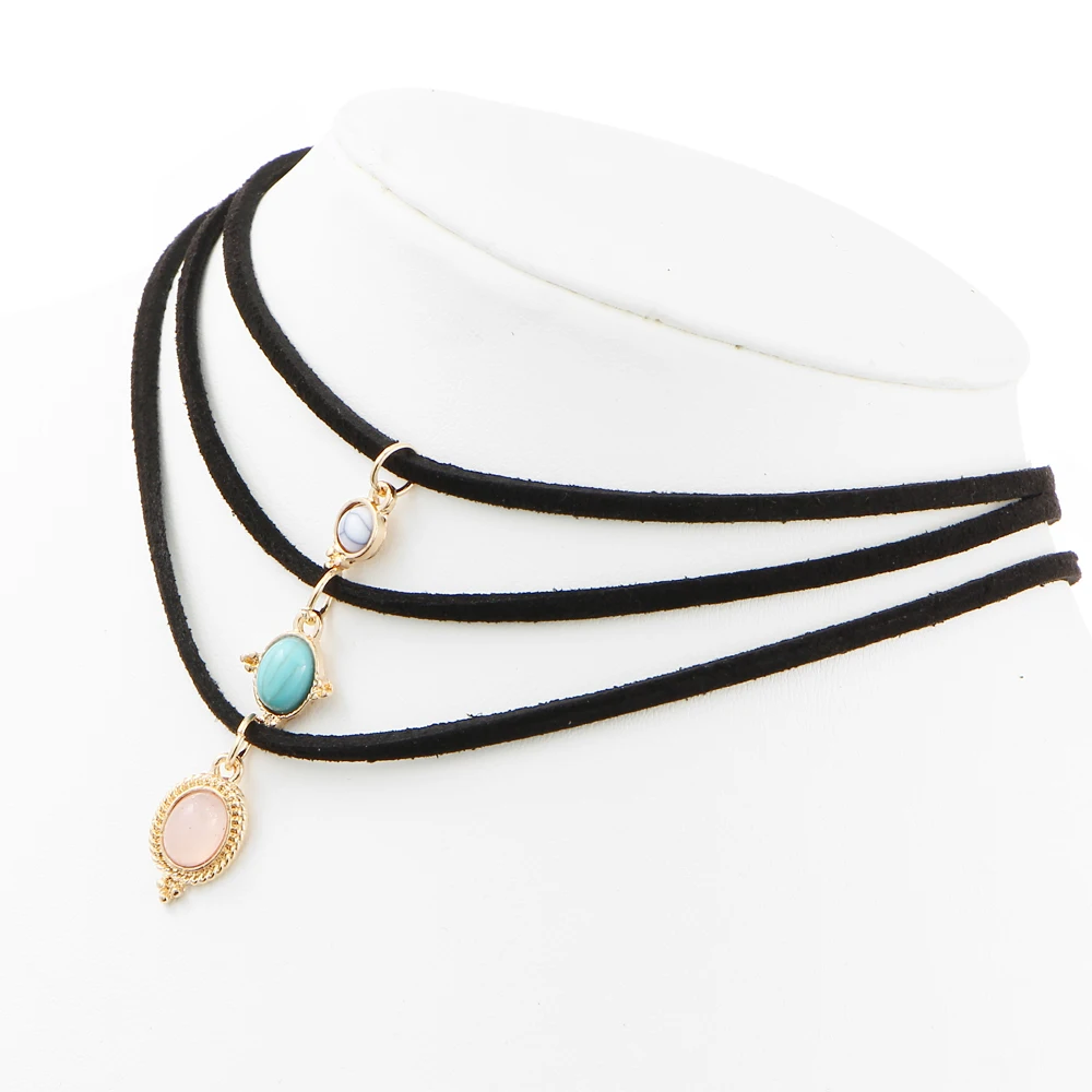 IF YOU Cyan Artificial Stone Natural Stone Bijoux Gold Color Choker Necklace Vintage Leather Pendant Jewelry Collares Mujer
IF YOU Cyan Artificial Stone Natural Stone Bijoux Gold Color Choker Necklace Vintage Leather Pendant Jewelry Collares Mujer