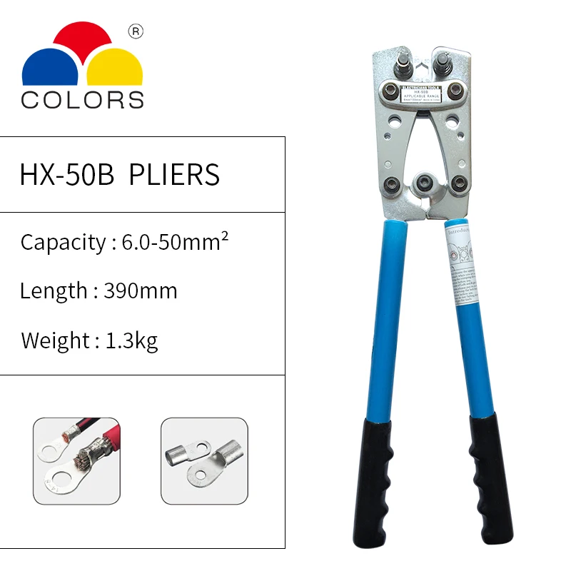 Crimping pliers HX-50B Crimping pliers Crimping pliers Manual crimping pliers for 6-50mm2 1-10AWG cable
Crimping pliers HX-50B Crimping pliers Crimping pliers Manual crimping pliers for 6-50mm2 1-10AWG cable