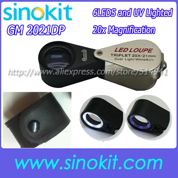 Wholesales 6 LED with UV Lighted 20X Magnification Triplet lens Loupe - GM2021-DP
Wholesales 6 LED with UV Lighted 20X Magnification Triplet lens Loupe - GM2021-DP