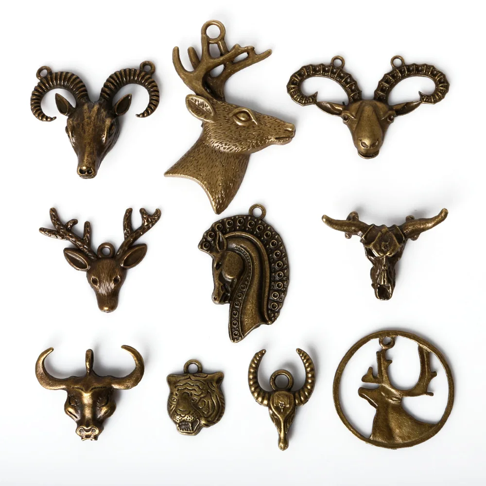 New Arrival Bronze Plated Zinc Alloy Tiger Ram Cow Deer Head Charms Pendant Fit Necklace DIY Jewelry Handmade Craft
New Arrival Bronze Plated Zinc Alloy Tiger Ram Cow Deer Head Charms Pendant Fit Necklace DIY Jewelry Handmade Craft