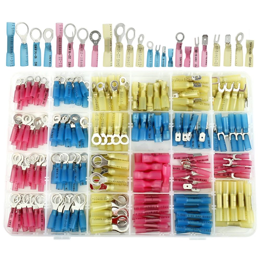 240pcs Assorted Connector Insulated Cord Pin End Terminal Insulated Electrical Wire Terminals Crimp Spade Butt Ring Fork Set
240pcs Assorted Connector Insulated Cord Pin End Terminal Insulated Electrical Wire Terminals Crimp Spade Butt Ring Fork Set
