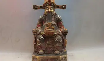 China Folk Copper Bronze Color Painted Money Mammon God of Wealth Buddha Statue
China Folk Copper Bronze Color Painted Money Mammon God of Wealth Buddha Statue