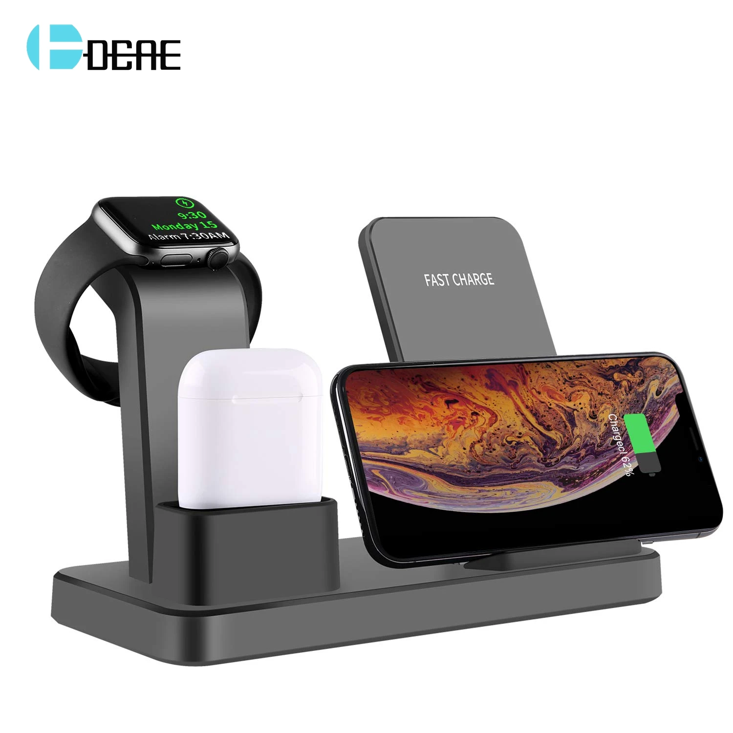DCAE Qi Wireless Charger Stand For iPhone X XS MAX XR 8 10W Fast 3 in 1 Charging Dock Station for Airpods 2019 Apple Watch 4 3 2
DCAE Qi Wireless Charger Stand For iPhone X XS MAX XR 8 10W Fast 3 in 1 Charging Dock Station for Airpods 2019 Apple Watch 4 3 2