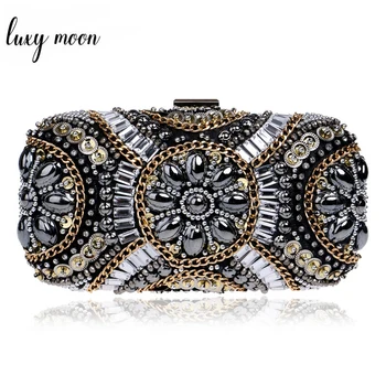Women's Crystal Clutch Bag Retro Beaded Evening Bag Wedding Banquet Rhinestone Small Chain Shoulder Bags Bride Diamond Purse
Women's Crystal Clutch Bag Retro Beaded Evening Bag Wedding Banquet Rhinestone Small Chain Shoulder Bags Bride Diamond Purse