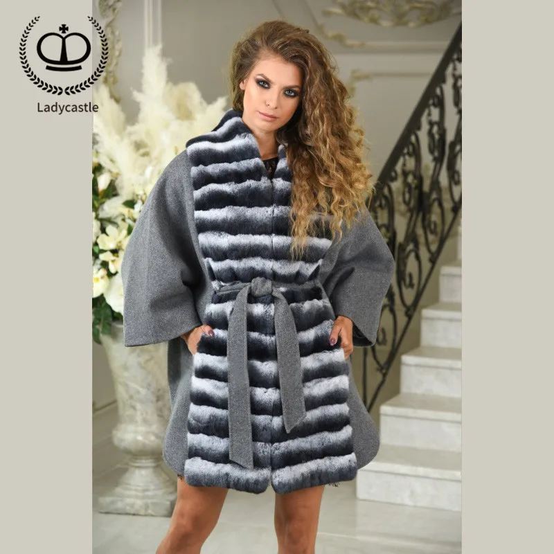 Fashion Wool Blend Coat With Natural Chinchilla Rex Rabbit Fur Collar Genuine Leather Women Cashmere Coats Luxury Winter NZ-022
Fashion Wool Blend Coat With Natural Chinchilla Rex Rabbit Fur Collar Genuine Leather Women Cashmere Coats Luxury Winter NZ-022
