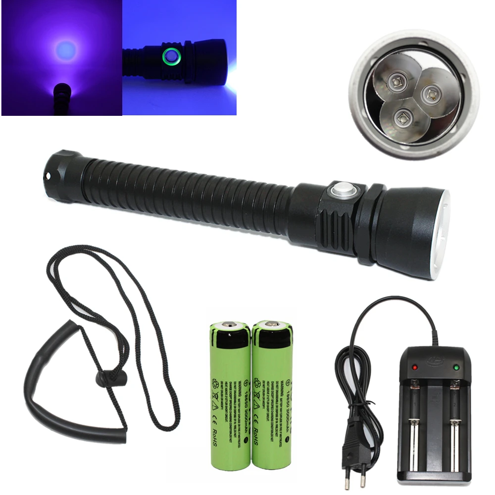 UV Flashlight 3x Ultraviolet Light Diving Light Waterproof UV Lamp + 18650 Battery + Charger for find scorpion Cash Detection
UV Flashlight 3x Ultraviolet Light Diving Light Waterproof UV Lamp + 18650 Battery + Charger for find scorpion Cash Detection