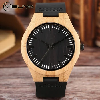 YISUYA Minimalist Bamboo Wood Watch Men Black Leather Band Creative Wristwatches Quartz Handmade Nature Wooden Clock Modern Gift
YISUYA Minimalist Bamboo Wood Watch Men Black Leather Band Creative Wristwatches Quartz Handmade Nature Wooden Clock Modern Gift