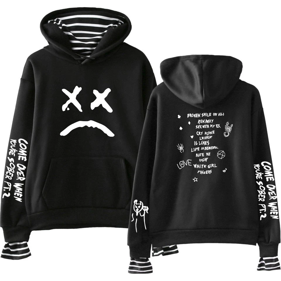 Свитшот с принтом Lil Peep худи имитацией двух предметов Осенний свитшот для мужчин