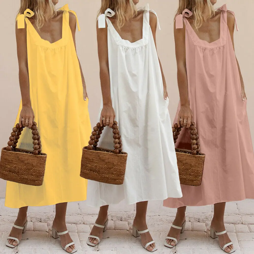 BOHO Womens Ladies Summer Beach Midi Casual Kaftan Loose Dress Holiday Strappy Button Sun Dresses NEW
BOHO Womens Ladies Summer Beach Midi Casual Kaftan Loose Dress Holiday Strappy Button Sun Dresses NEW