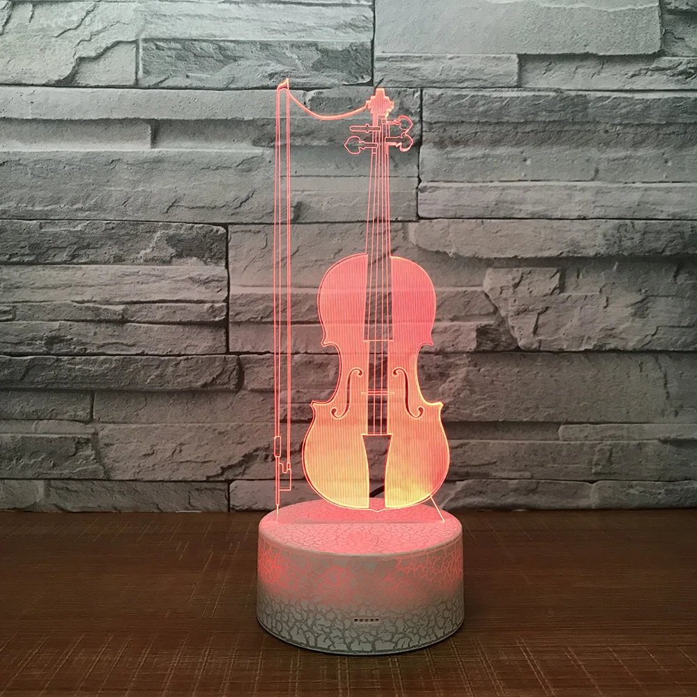 Фото Светодиодный 3D настольный светильник для скрипки USB 7 цветов - купить