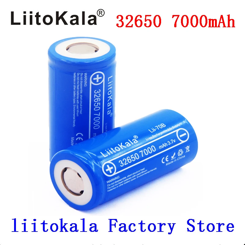 NEW LiitoKala Lii-70B 3.7V 32650 7000mAh Li-ion Rechargeable Battery 20A Continuous Discharge Maximum 32A High power battery
NEW LiitoKala Lii-70B 3.7V 32650 7000mAh Li-ion Rechargeable Battery 20A Continuous Discharge Maximum 32A High power battery