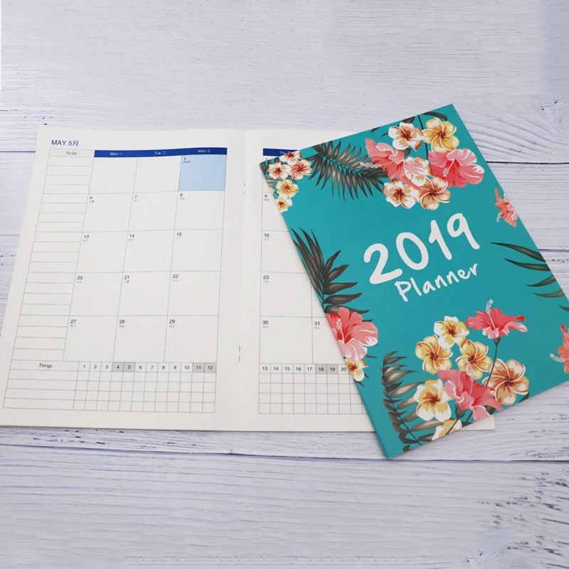 2019 Year Cute Flower A4 Notebook Diary Bullet Journal Weekly Monthly Planner Agenda 2019 Notebook School Office Supplies