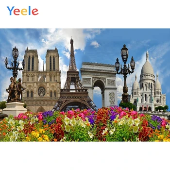 Yeele Notre Dame de Paris Eiffel Tower Flower Garden Photography Backgrounds Customized Photographic Backdrops for Photo Studio