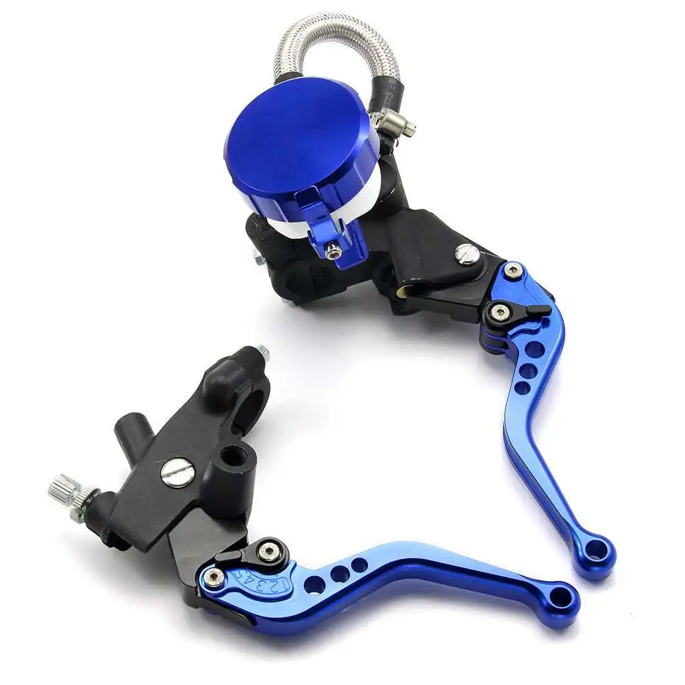 7/8" 22cm Blue Universal Adjustable Motorcycle Handlebar Hydraulic Brake Clutch Master Cylinder Levers Fluid Reservoir 125-600cc
7/8" 22cm Blue Universal Adjustable Motorcycle Handlebar Hydraulic Brake Clutch Master Cylinder Levers Fluid Reservoir 125-600cc