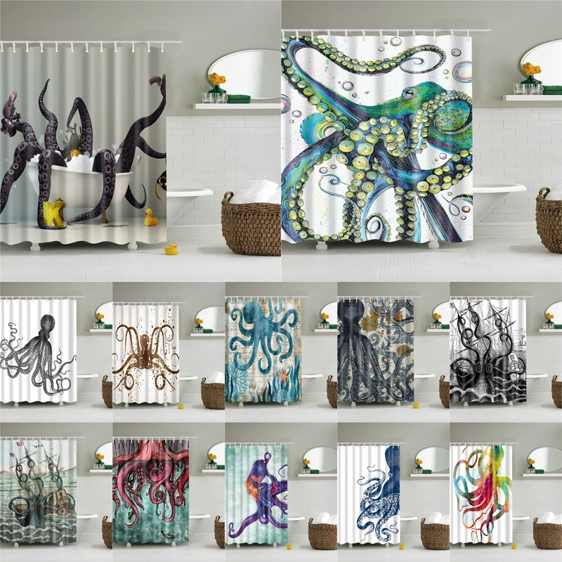 Sea Octopus Shower Curtains Fabric Waterproof Polyester Printing Shower Curtains 22 Color Available Bathroom Shower Curtains
Sea Octopus Shower Curtains Fabric Waterproof Polyester Printing Shower Curtains 22 Color Available Bathroom Shower Curtains