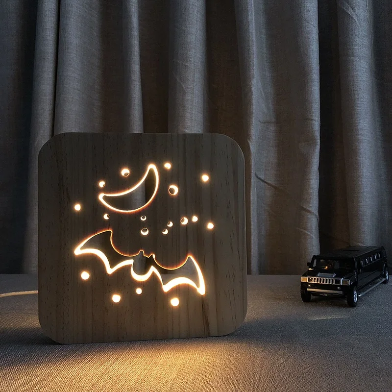 Deco Night Light Wood 3D Lamp Bat Desk Lamp USB Power LED Nightlight 3D Wooden Decorative Light for Home Kid Holiday IY801101
Deco Night Light Wood 3D Lamp Bat Desk Lamp USB Power LED Nightlight 3D Wooden Decorative Light for Home Kid Holiday IY801101