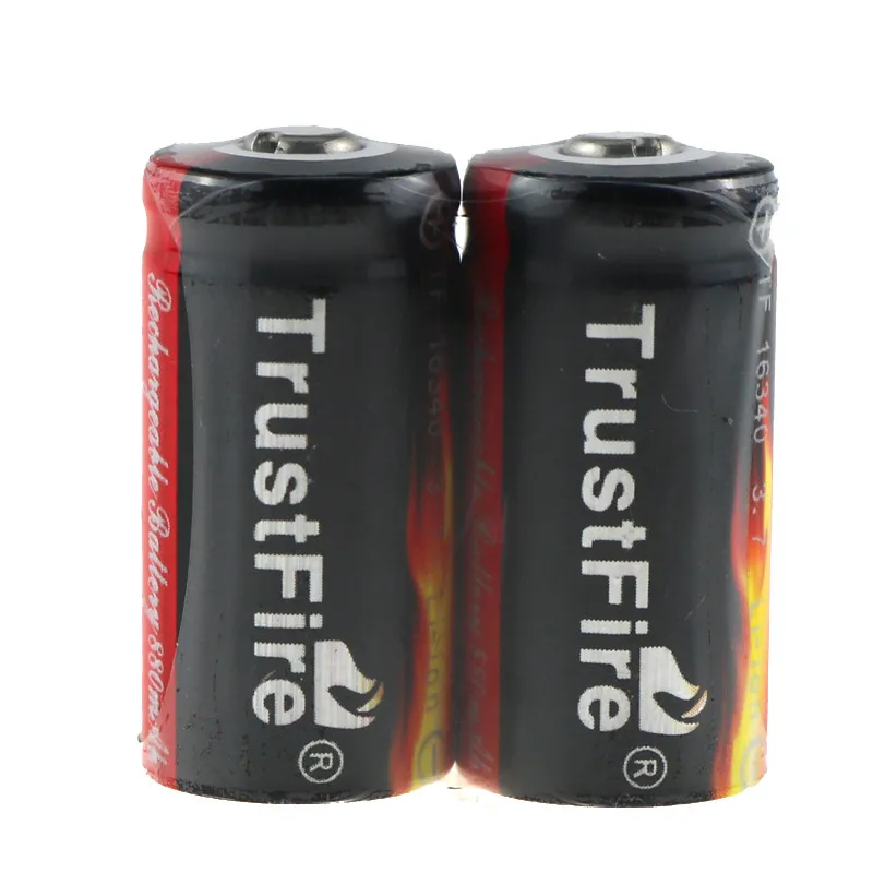 

2pcs Trustfire TF 16340 CR123A Battery 3.7V 880mAh Li-ion Rechargeable Battery for LED Flashlights Headlamps
