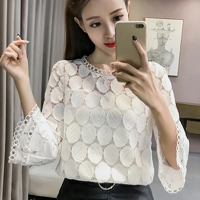 Womens tops and blouses Fashion Femalec sexy hollow out Shirts flare sleeve o neck Clothes For Women blusa feminina
Womens tops and blouses Fashion Femalec sexy hollow out Shirts flare sleeve o neck Clothes For Women blusa feminina