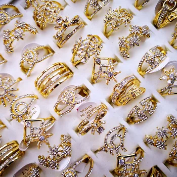 10Pcs Hot Sale Women's Rings New Design Mixed Wholesale Styles Gold Zircon Rings Lots Female Jewelry Bulks Lot LR4165
10Pcs Hot Sale Women's Rings New Design Mixed Wholesale Styles Gold Zircon Rings Lots Female Jewelry Bulks Lot LR4165