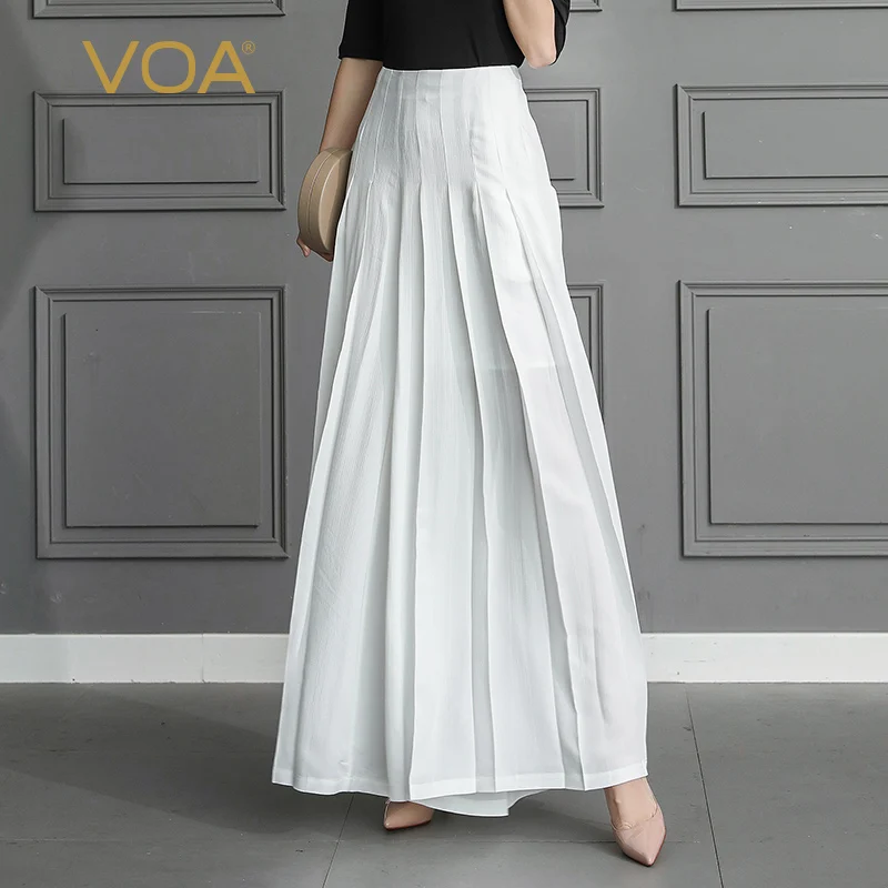 VOA Silk Wide Leg Pants Solid Pleated Long Section Loose Solid Office Ladies Basic British Style Palazzo Trousers Women K559
VOA Silk Wide Leg Pants Solid Pleated Long Section Loose Solid Office Ladies Basic British Style Palazzo Trousers Women K559