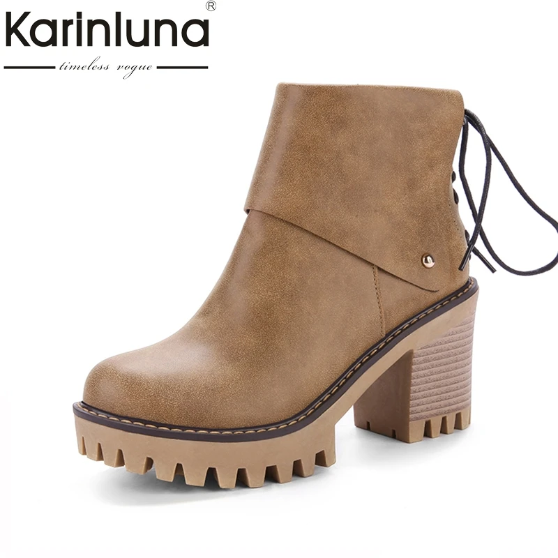 KARINLUNA 2018 Plus Size 34-43 Platform Lace Up Woman Shoes Fashion Square High Heels Casual Ankle Boots Western Boot Women
KARINLUNA 2018 Plus Size 34-43 Platform Lace Up Woman Shoes Fashion Square High Heels Casual Ankle Boots Western Boot Women