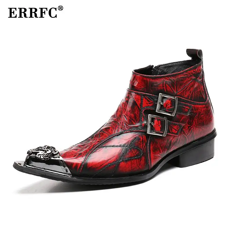 ERRFC Fashion Designer Men Pointed Toe Ankle Boot High Top Leather Shoes Trend Metal Charm Buckle Strap Martin Boot Size 38-46
ERRFC Fashion Designer Men Pointed Toe Ankle Boot High Top Leather Shoes Trend Metal Charm Buckle Strap Martin Boot Size 38-46