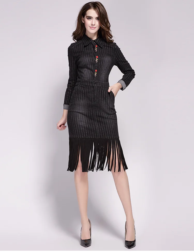 2017 Autumn Women Pencil Striped Wrist Dress Sexy Slim Tassel Dress Cowboy Dress Was Thin Buttocks Denim Dress
2017 Autumn Women Pencil Striped Wrist Dress Sexy Slim Tassel Dress Cowboy Dress Was Thin Buttocks Denim Dress