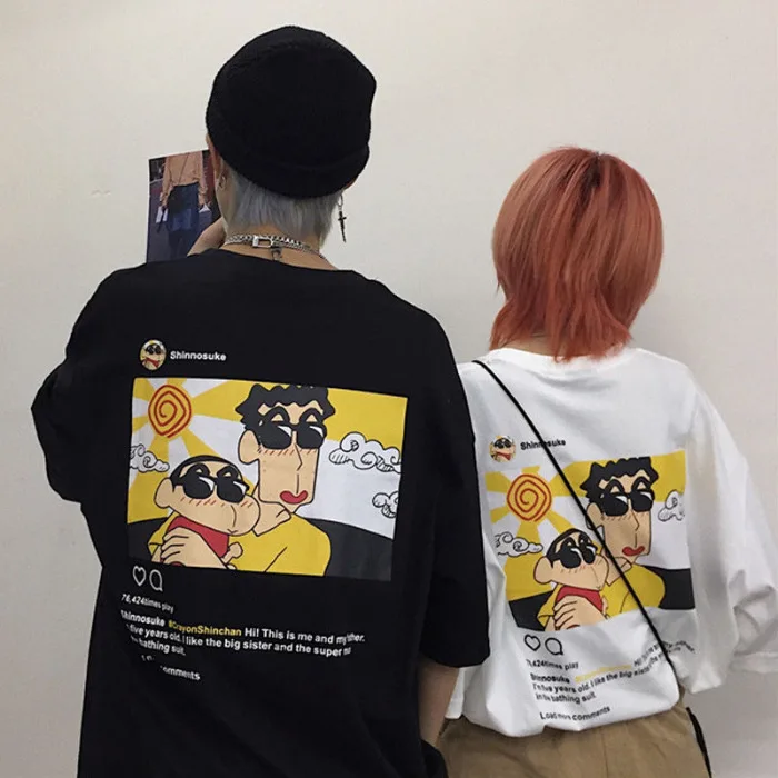 Couple Clothes Crayon Shinchan Cotton T-Shirt Harajuku Streetwear O-Neck Short Cartoon Plus Size Trending Women Fashion 2019
Couple Clothes Crayon Shinchan Cotton T-Shirt Harajuku Streetwear O-Neck Short Cartoon Plus Size Trending Women Fashion 2019