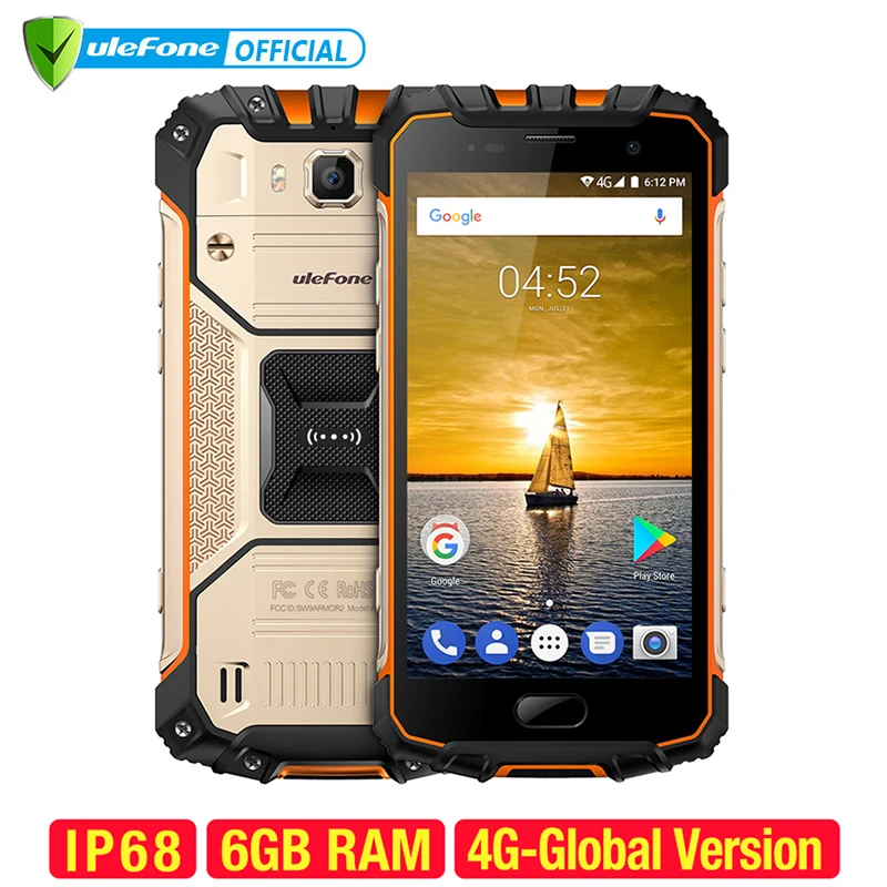 

Ulefone Armor 2 IP68 Waterproof Mobile Phone Android 7.0 5.0" FHD MTK6757 Octa Core 6GB+64GB 16MP Global Version 4G Smartphone