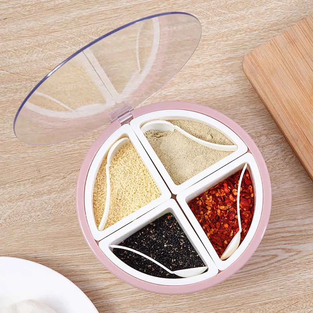 Multi-grid Spice Jar Seasoning Box Round Seasoning Box Salt Pepper Dispenser Storage Container Rack Kitchen Jar Kitchen Tool
Multi-grid Spice Jar Seasoning Box Round Seasoning Box Salt Pepper Dispenser Storage Container Rack Kitchen Jar Kitchen Tool