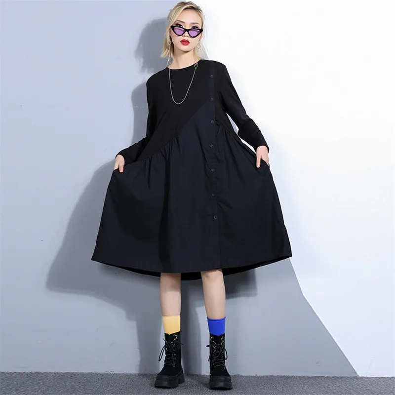Johnature New Spring Summer High Street Loose Women Dresses O-Neck Long Sleeve Single-breasted Button 2019 Female Dresses
Johnature New Spring Summer High Street Loose Women Dresses O-Neck Long Sleeve Single-breasted Button 2019 Female Dresses
