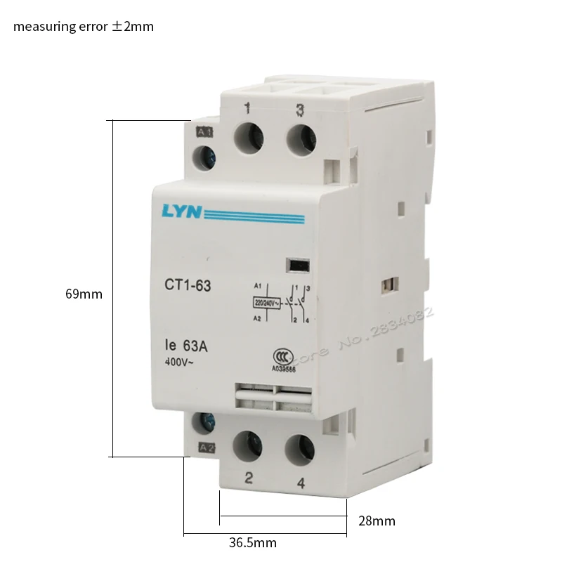 2P AC Contactor household contactor 220V 230V 400V~ 63A 2NO 2NC 1NO1NC 50/60Hz 35mm din rail CT1-63
2P AC Contactor household contactor 220V 230V 400V~ 63A 2NO 2NC 1NO1NC 50/60Hz 35mm din rail CT1-63