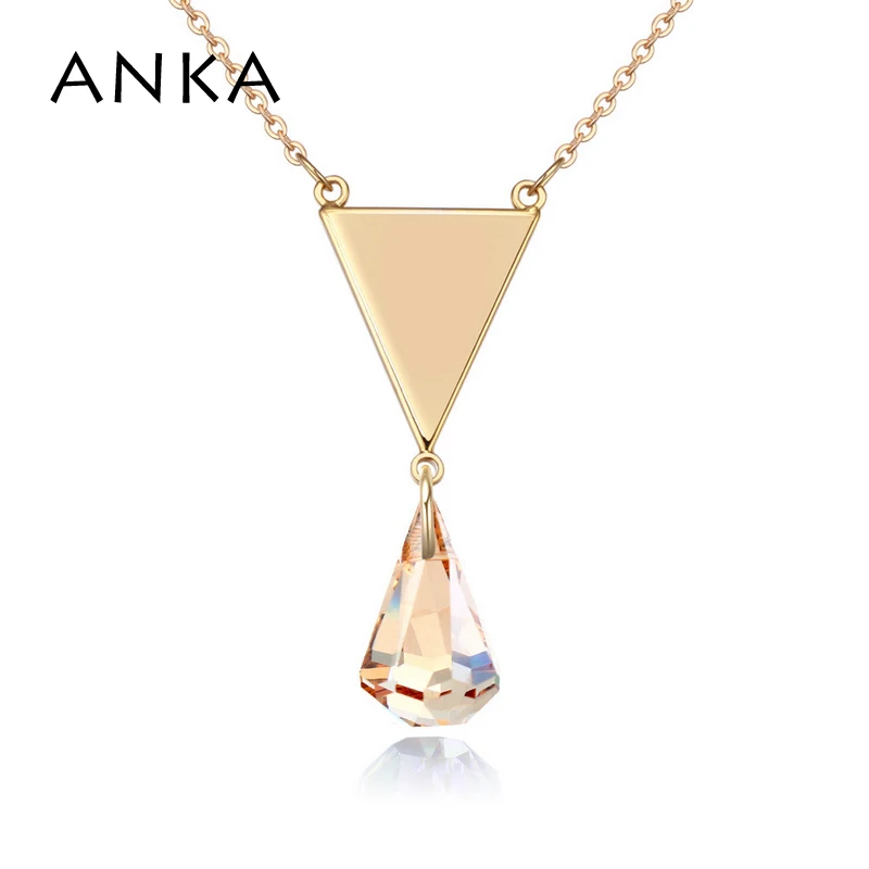 

ANKA new luxury crystals from Swarovski jewelry necklace geometric triangular shape water drop pendant necklace for women #26262