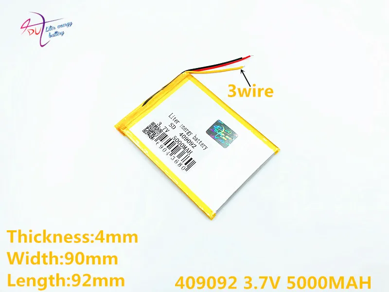 3 line Size 409092 409095 3.7V 5000MAH Lithium polymer Battery With Protection Board For GPS Tablet PC Digital Products | Электроника