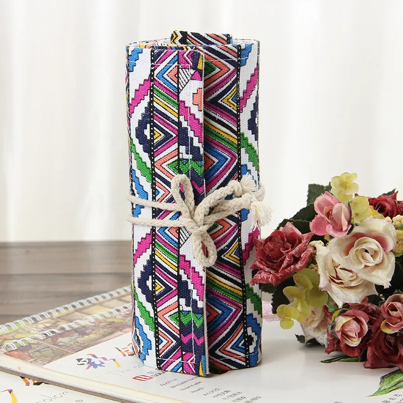 Vintage 36/48/72 Hole Roll Up Pencil Case Large Flower Folk Art Stationery Store Paint Pen Bag Pouch School Holder Artist Supply 
Vintage 36/48/72 Hole Roll Up Pencil Case Large Flower Folk Art Stationery Store Paint Pen Bag Pouch School Holder Artist Supply