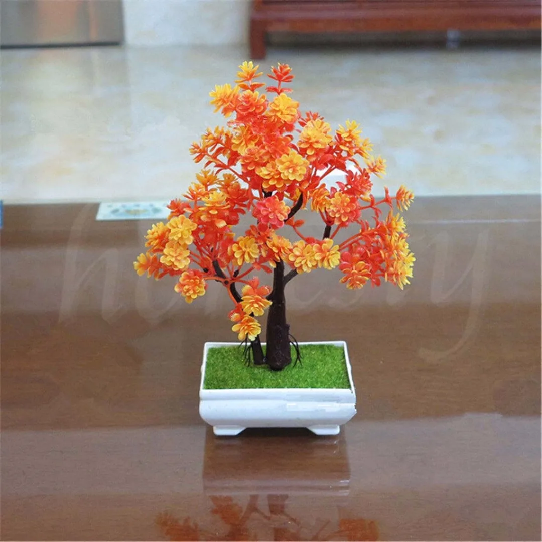 JX-LCLYL Plastic Artificial Tree Potted Plant Bonsai Garden Home Office Ornament Decor